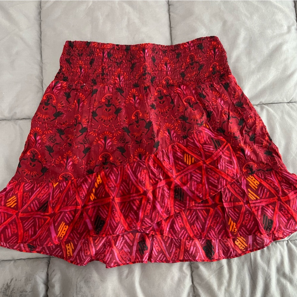 Free People Vibrant Red and Orange Mini Skirt